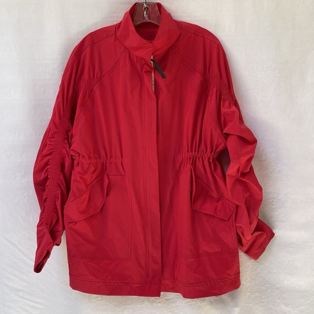Fabletics Giana‎ Windbreaker Jacket Women Small Full Zip Drawstring Waist Red